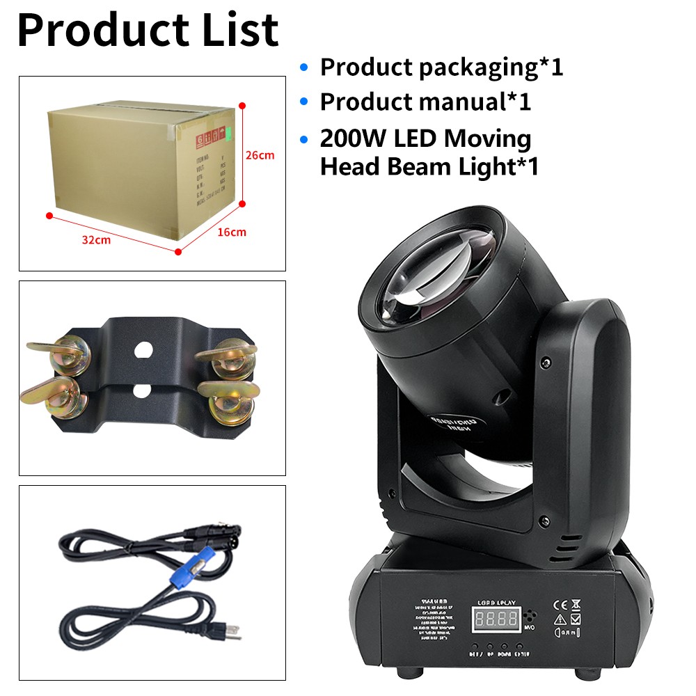 LED 200W Beam DMX512 Moving Head Light for Bar Show Live Stage