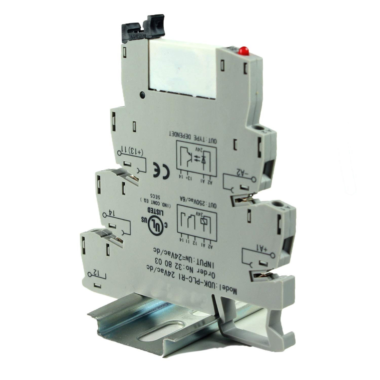 ASI328003 24VAC/DC SPDT Relay DIN Rail Mount Base 6A 250VAC Screw Clamp