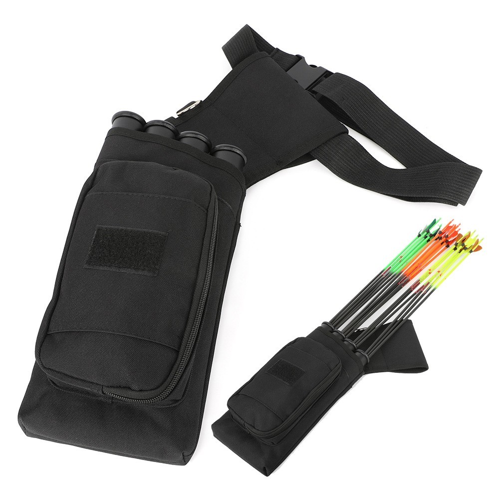 Adjustable Nylon Quiver 4 Tube Waist Hip Pouch Archery Shooting Hunting Belt