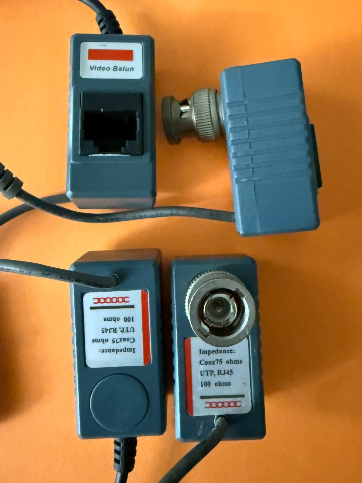 2 pair, 1 Port Passive Power Video Balun Over Cat5 Security Camera