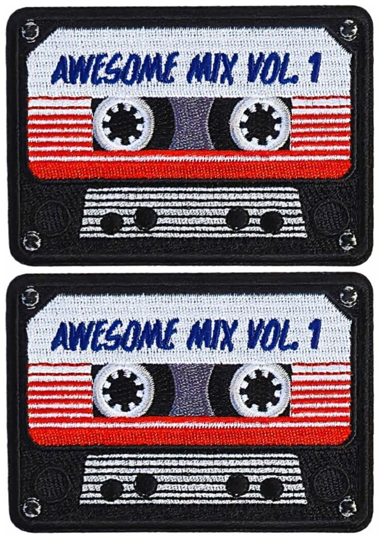 Awesome Mix Tape Cassette Retro Old School Patch- 2PC iron on sew on  3.5"x2.5"