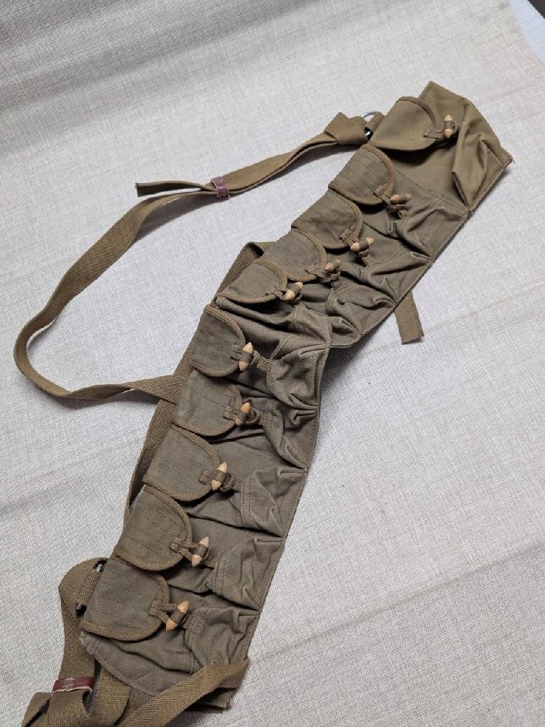 vintage CARTRIDGE BELT ammunition MILITARY chinese japan ASIA green ammo wwii