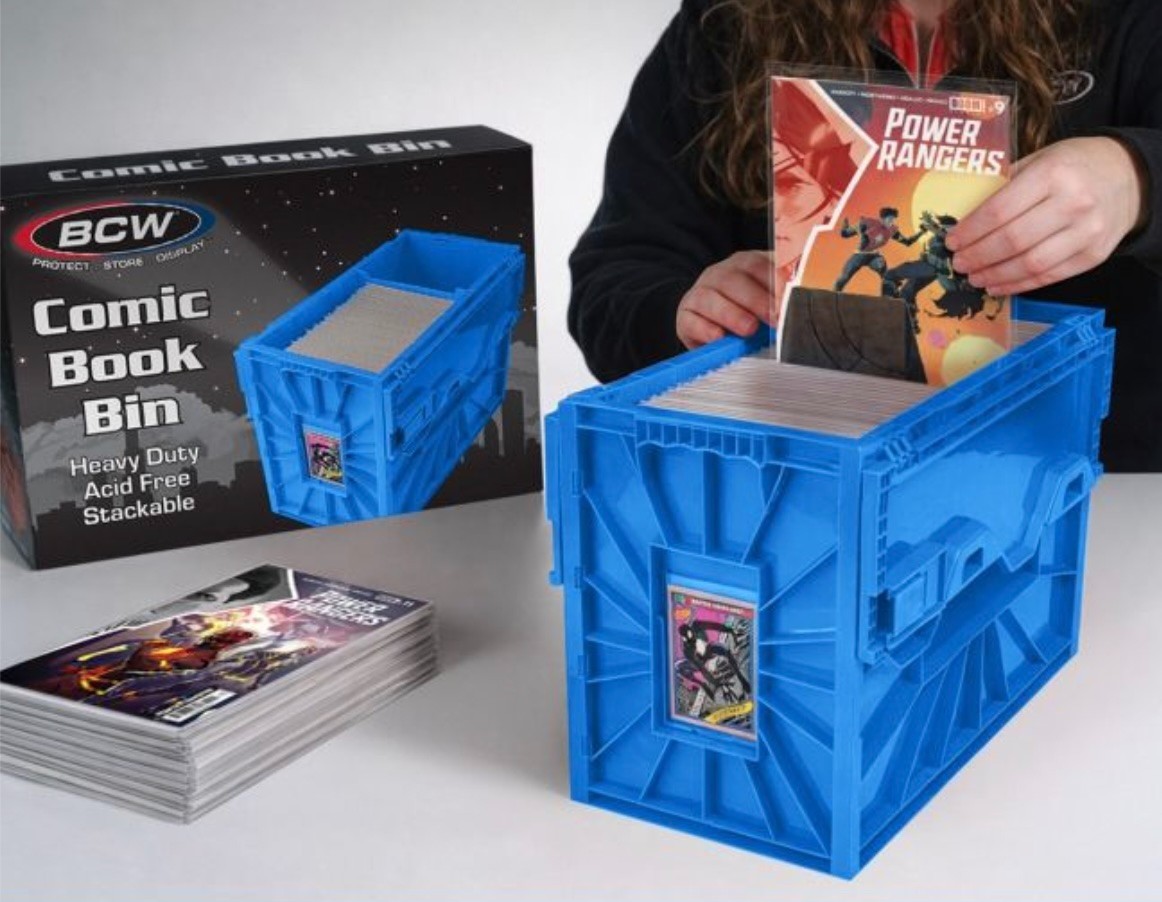 BCW Short Comic Bin Stackable w/ Locking Lid (Blue Plastic) - FREE Shipping!