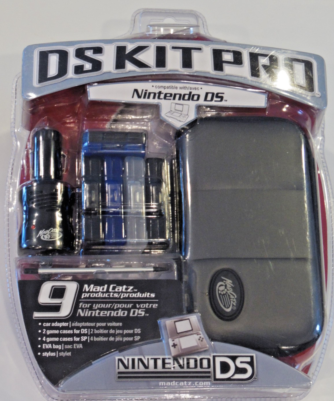 Mad Catz Kit FOR Nintendo DS: Car Adapter, Stylus, Game Cases for DS & SP, Bag
