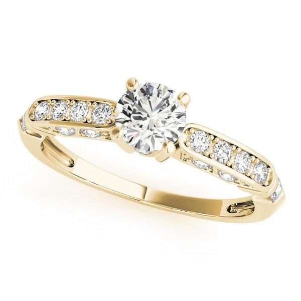 Lab-Created 1.20 Ct Round Cut VVS1 Diamond Engagement Ring 14K Yellow Gold FN