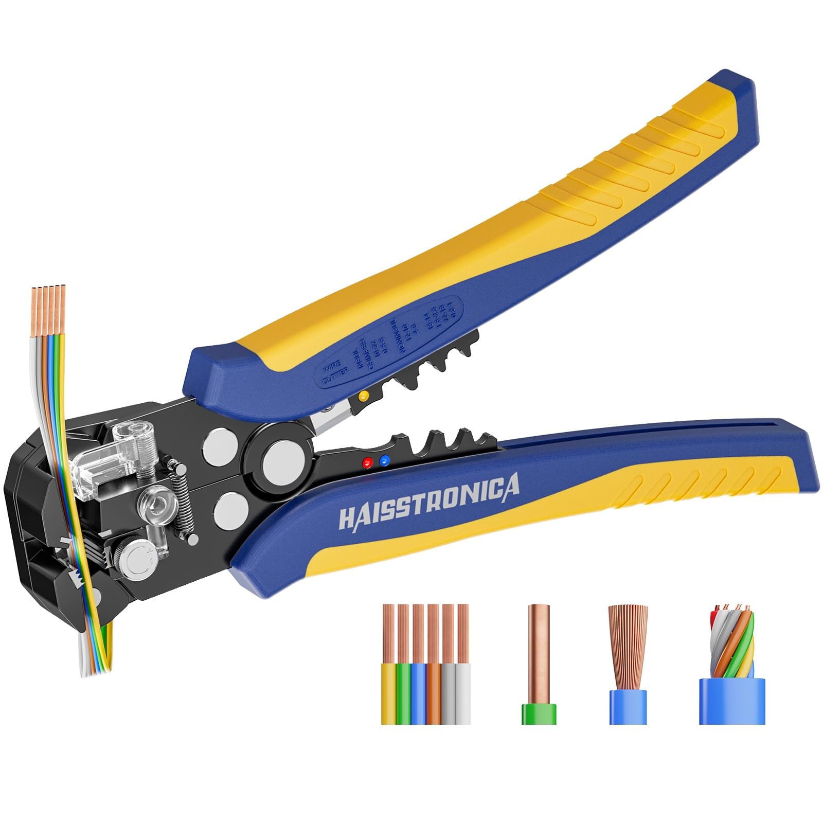 haisstronica Self-Adjusting Wire Stripper, 3 in 1 Blue/Yellow