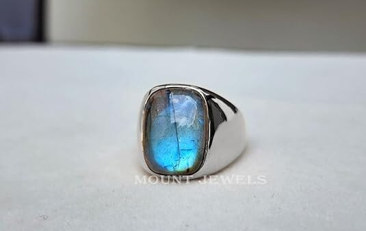 Natural Labradorite Gemstone Ring Mens ring 925 silver ring handmade ring
