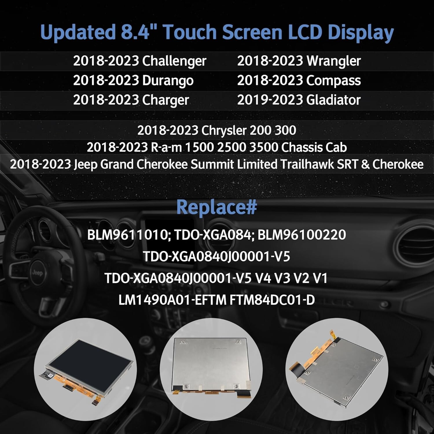 8.4" LCD Touch Screen Display For 2018-2023 Jeep Grand Cherokee Uconnect 4C