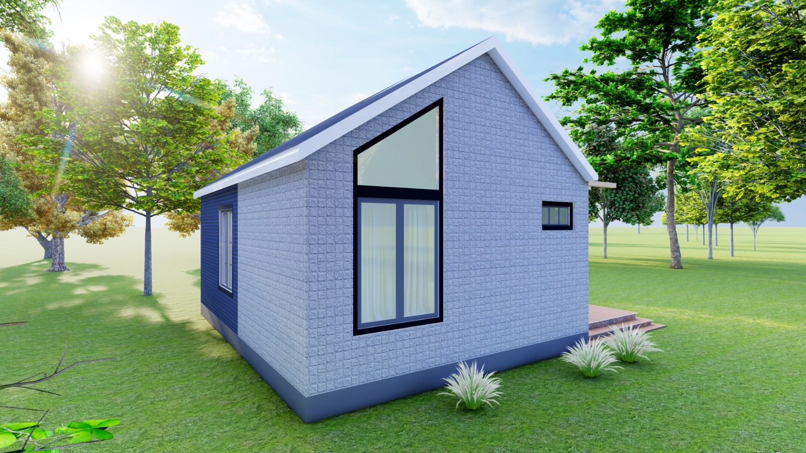 460sqft Two Bedroom Tiny Home ADU Design Plans – Floor Plan, Elevations