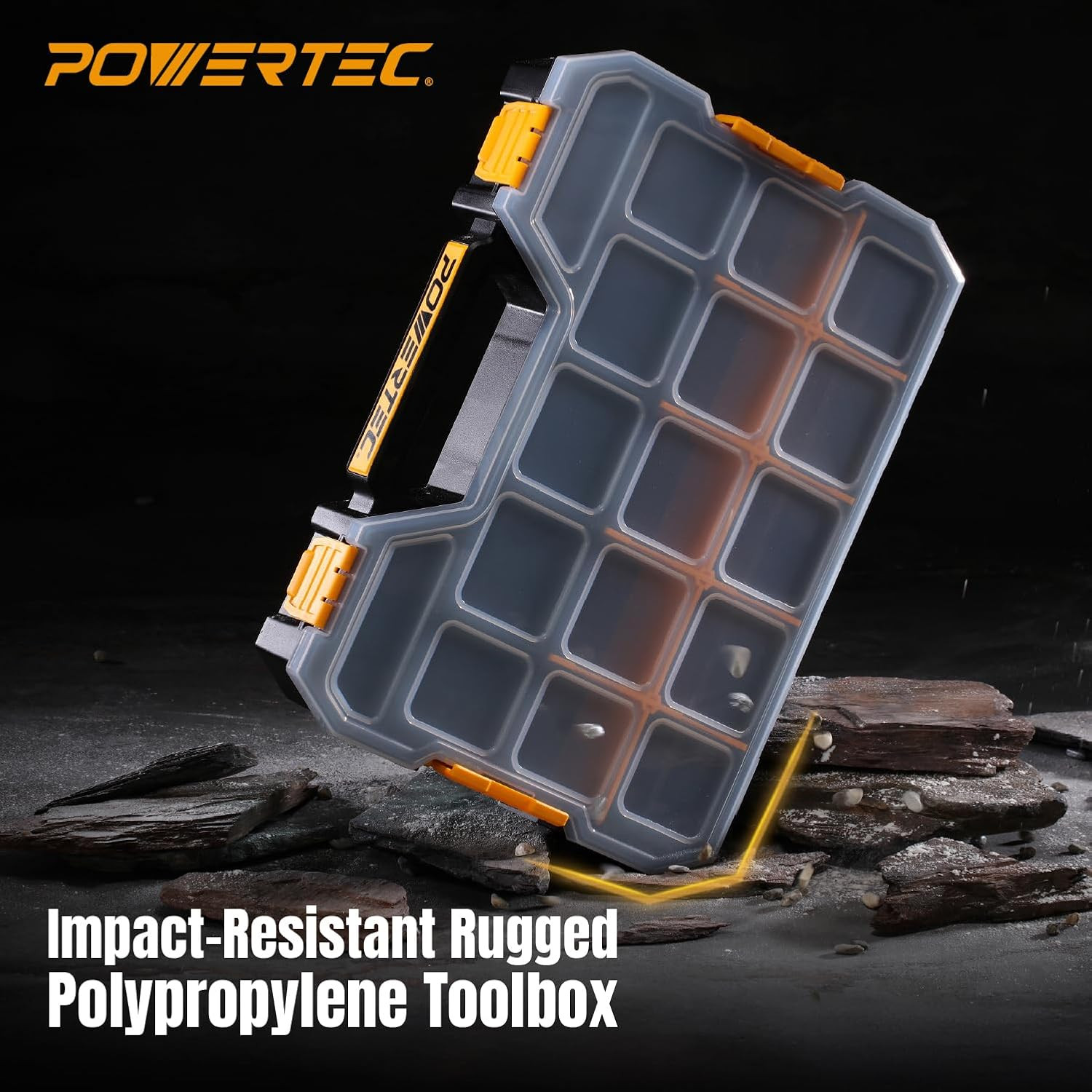 Stackable Tool Box Organizer with Removable Dividers - 17 Compartments, Interloc