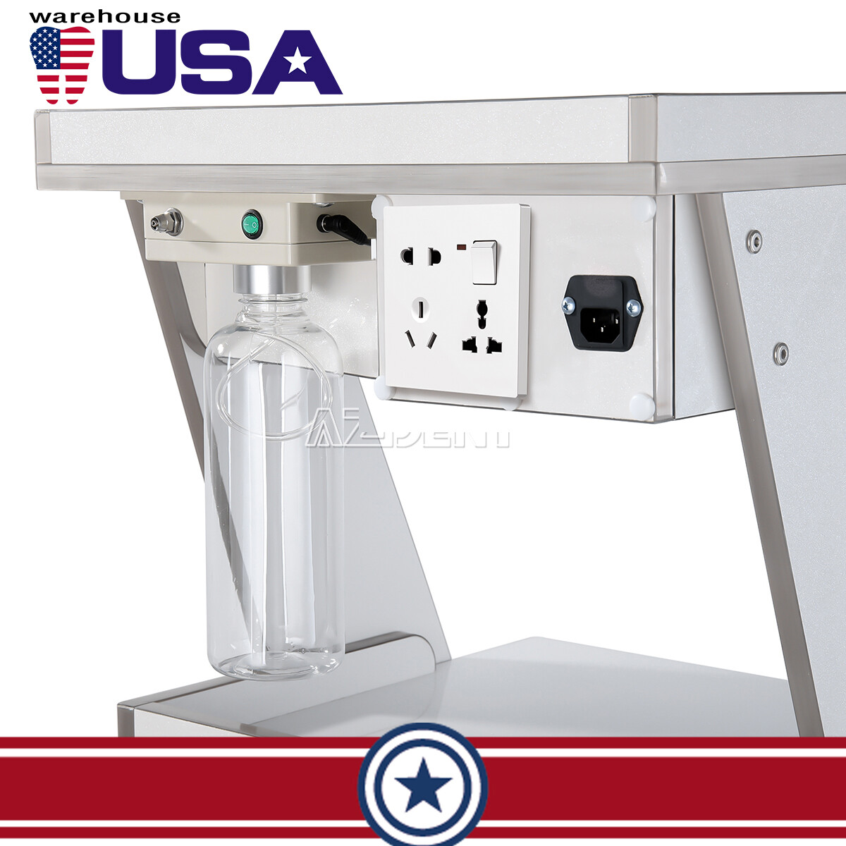 Dental Trolley Built-in Socket Tool Cart+Auto-water Bottle Supply System 3 Layer