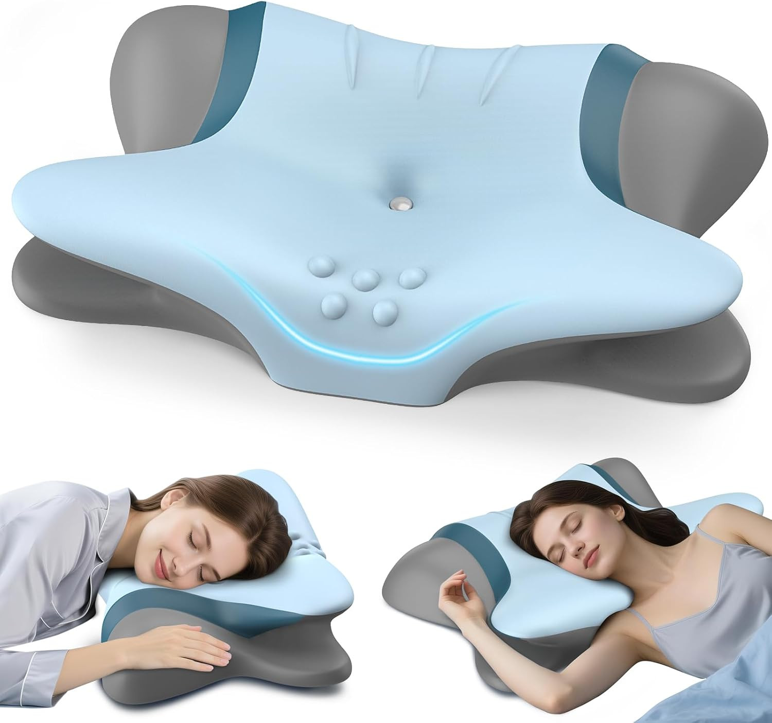 Cervical Neck Pillow for Pain Relief - Ergonomic Side Sleeper Pillow for Neck Su