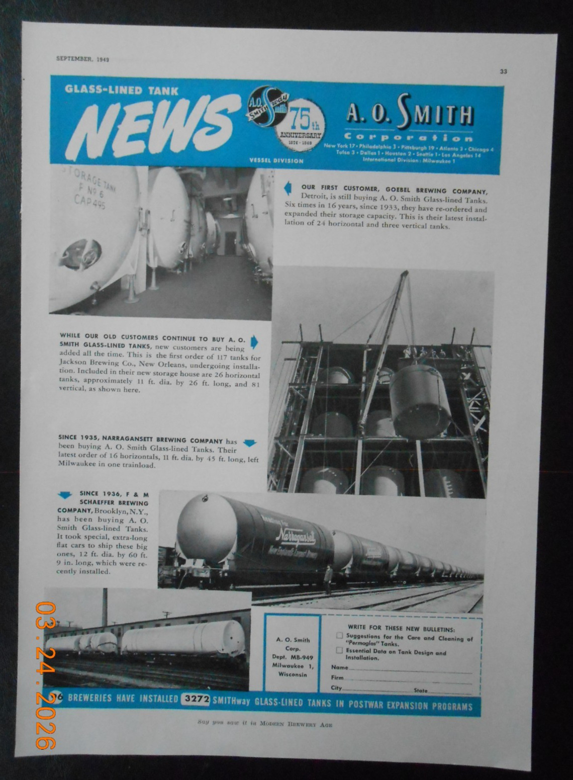 1949 Goebel Brewing Jackson New Orleans Narragansett Schaeffer brewery beer AD