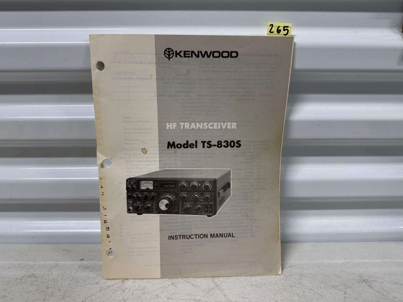 KENWOOD HF TRANSCEIVER Model TS-830S INSTRUCTION MANUAL