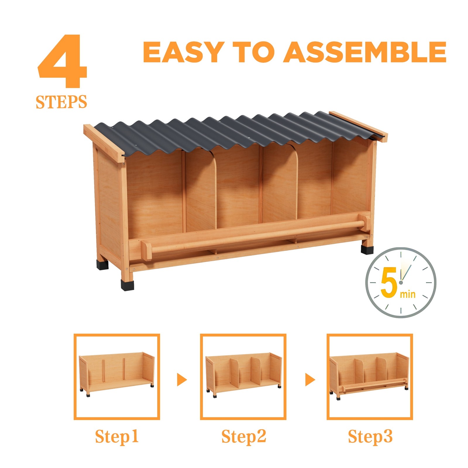 Wooden Chicken Nesting Boxes with Entry Perch and Privacy Panel Fits 6 Hens