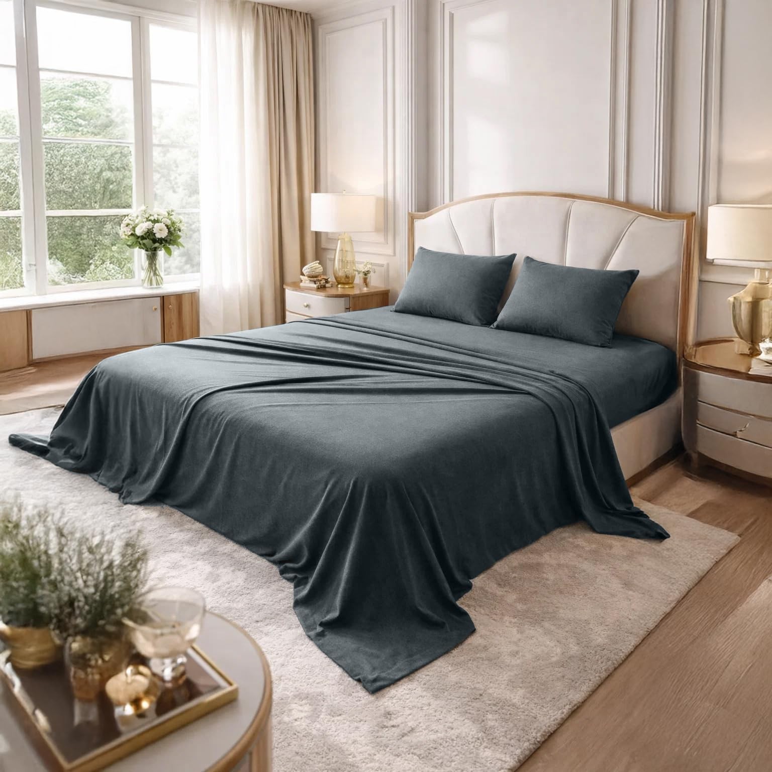 King Jersey Sheet Set | Luxury 100% Cotton Bed Sheets | T-Shirt Sheets| All S...