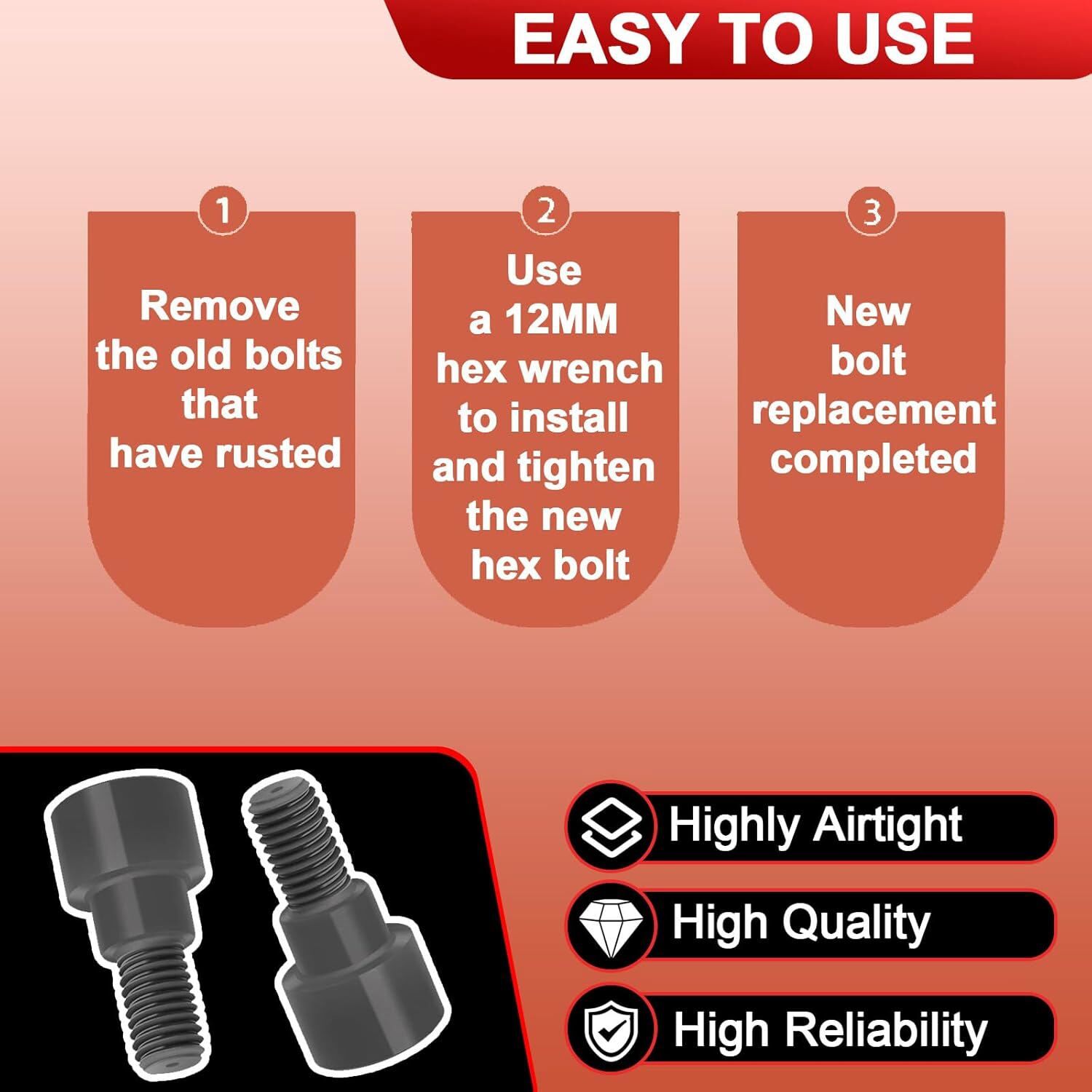 Replacement Hex Bolts for Olympic Bars, Curl Bars, Tricep Bars, Dumbbell Bars