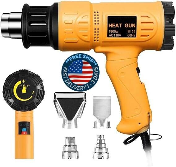 Pistola de calor 1800W 122℉~1202℉（50℃-650℃）Kit de pistola de aire caliente.neuvo