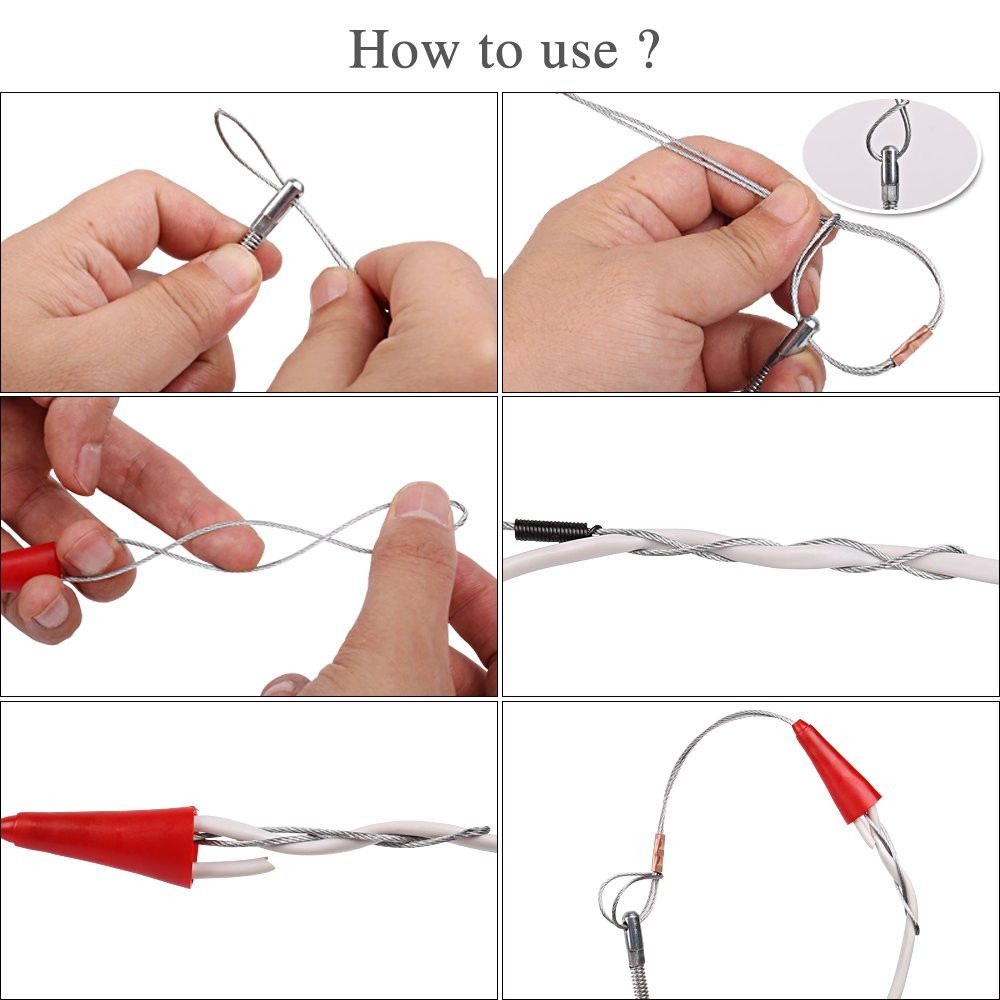 49 FT Fish Tape Wire Puller Through Wall Cable Threader Steel Rope 4mm