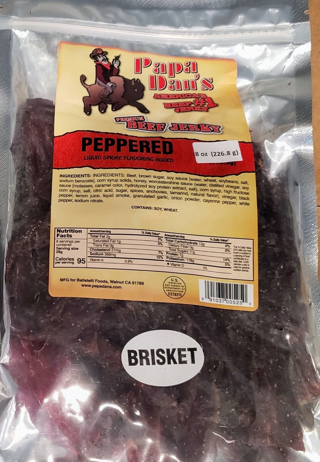 Brisket jerky, Papa Dan's Peppered jerky (7 oz.)