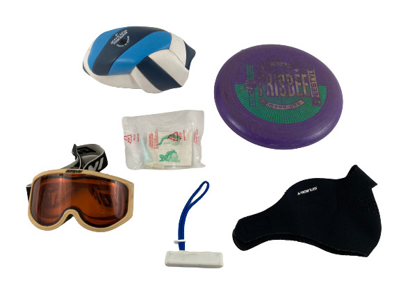 Lot of Outdoor Sporting Goods Soccer Ball Frisbee Goggles Mask Needle