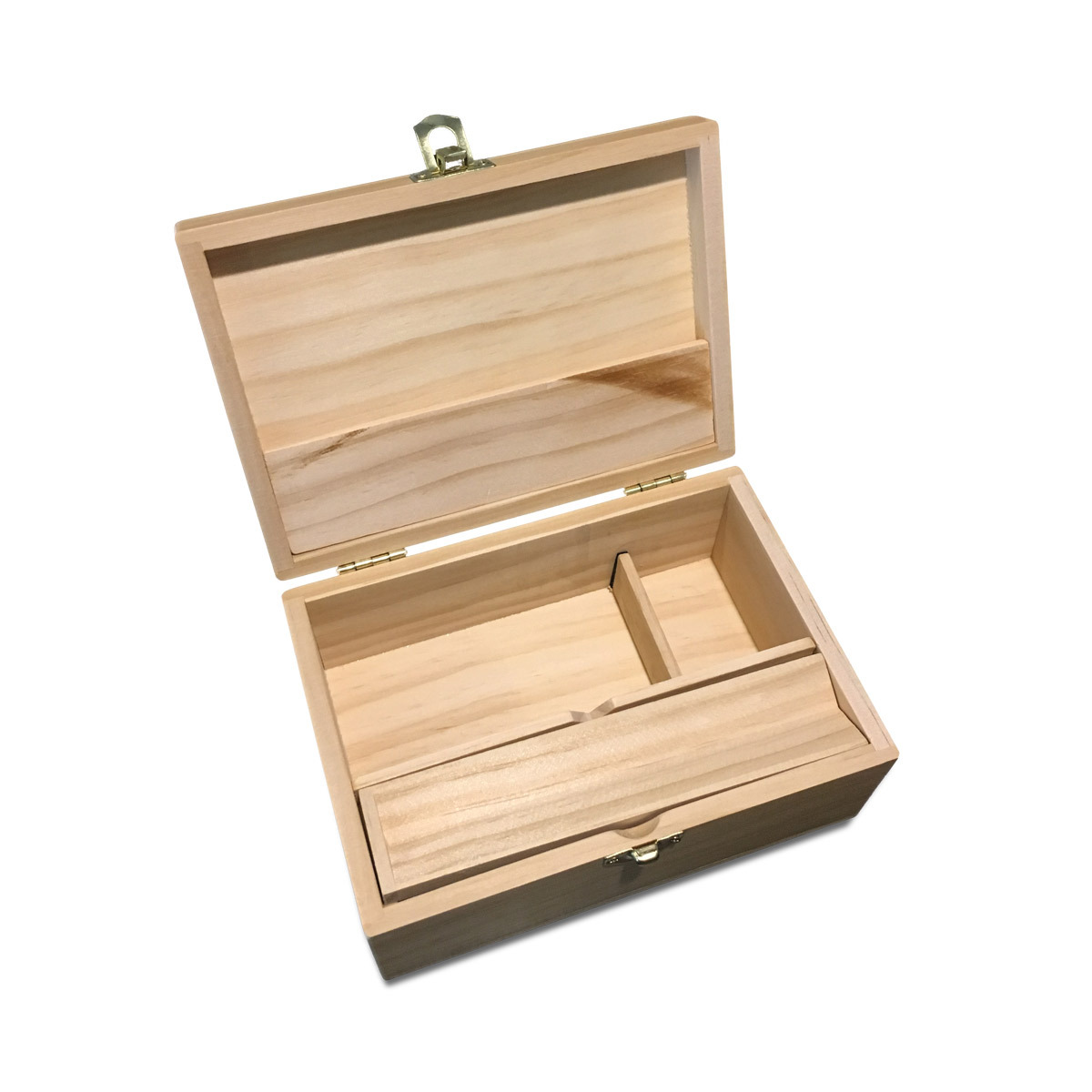 Medium Wooden Storage Box w/ Latching Lid, Rolling Jig & Adjustable Compartments