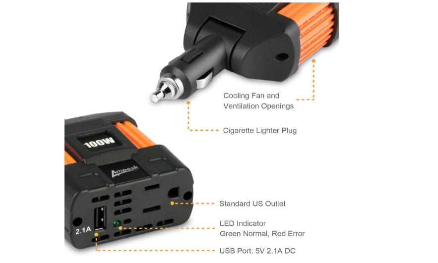 Car Inverter Power Converter Plug Adapter 12V To 110V Outlet Cigarette Lighter