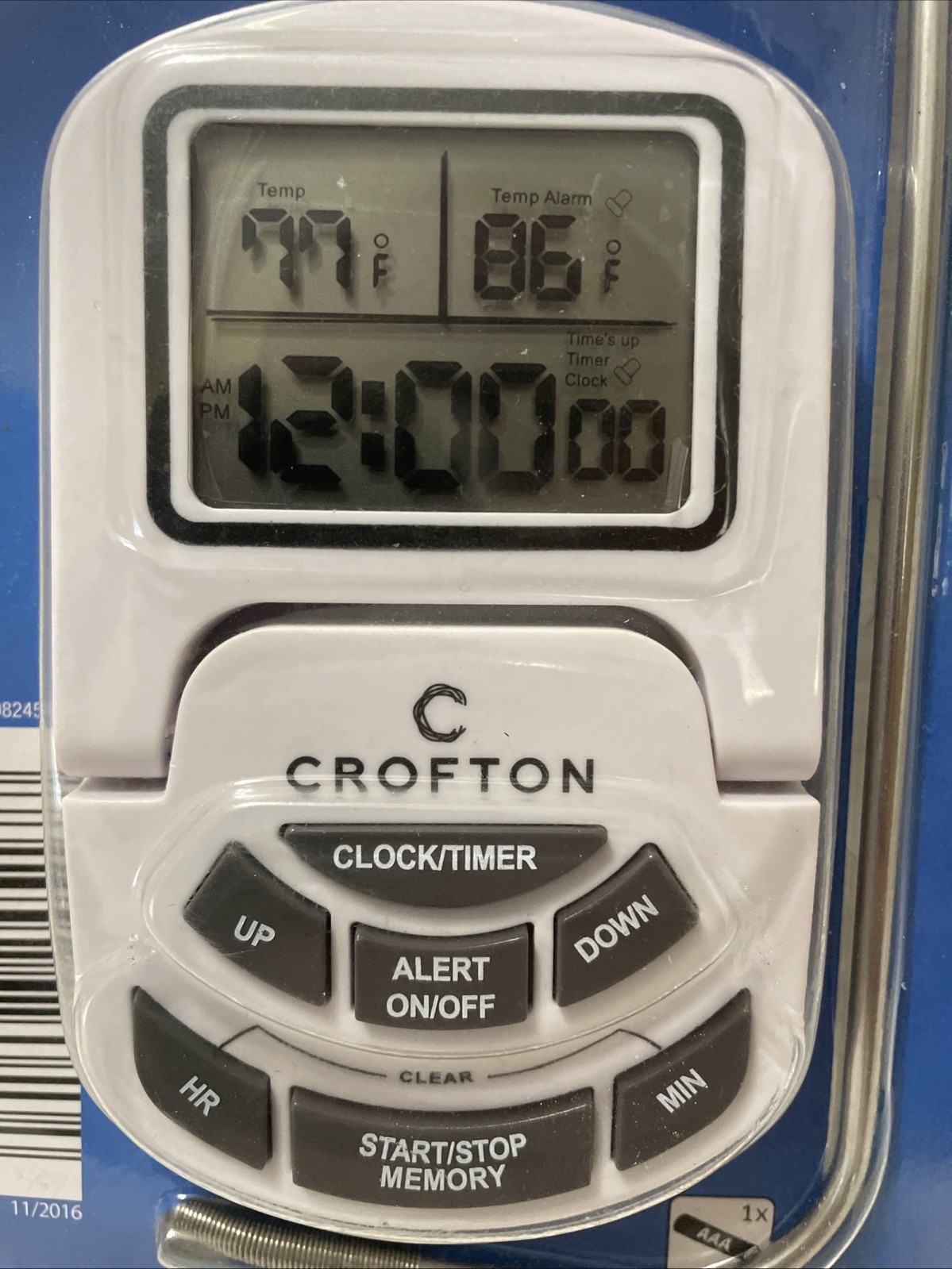 Crofton Digital Meat Thermometer W/ Probe & Timer New