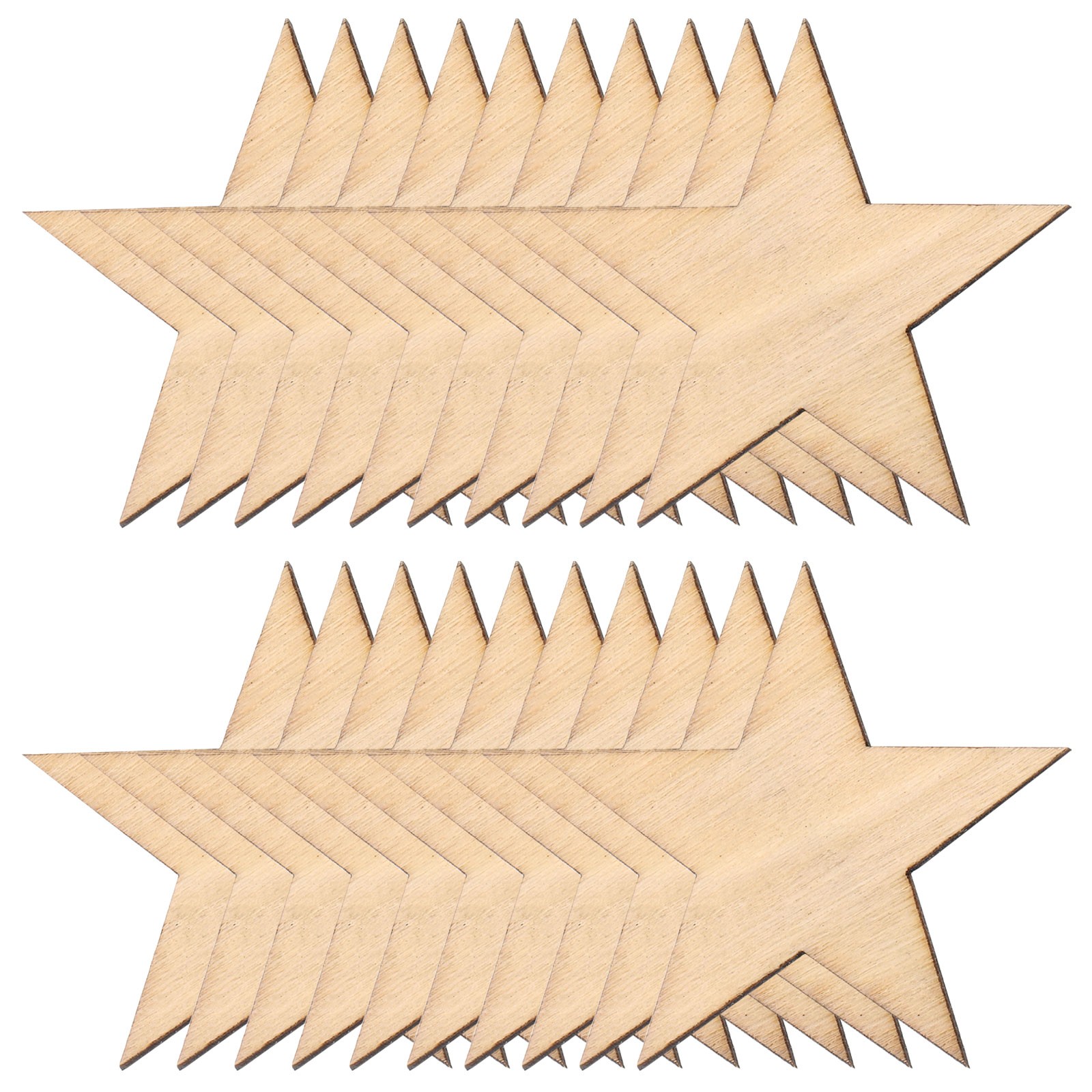 Wooden Stars Unfinished Wood for Crafts, 5cm(2") Star Shape Cutouts Wood, 100pcs