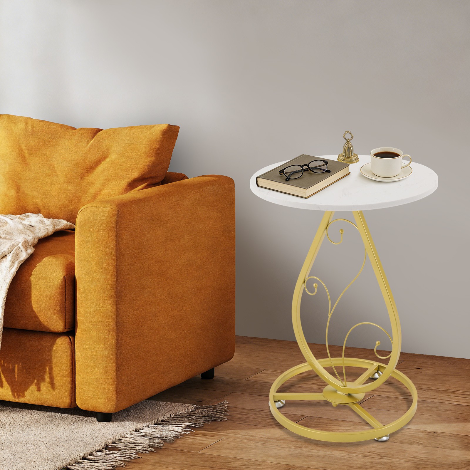 Round Side Table, Modern Decor Bedside Table, Coffee Table for Living Room