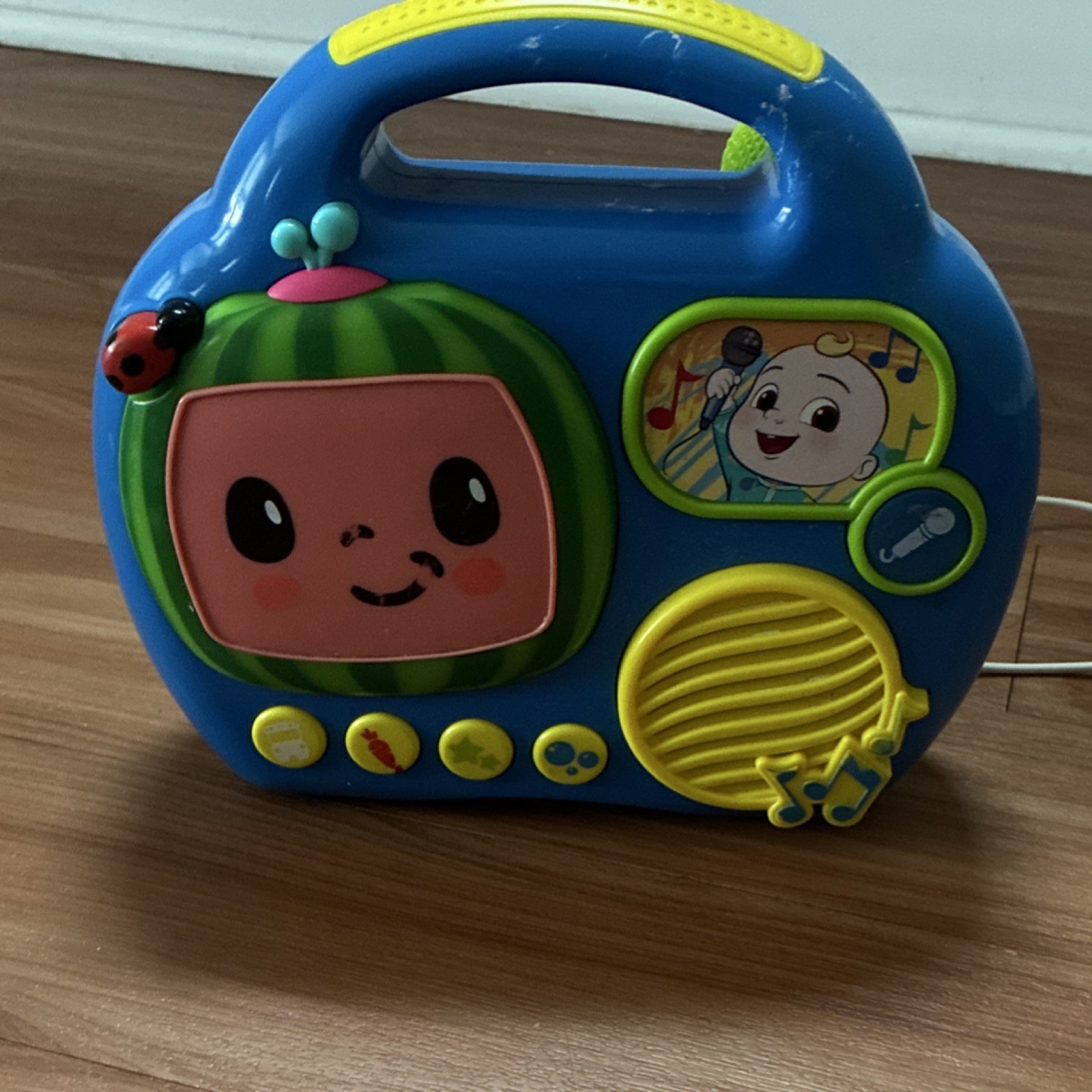Cocomelon Battery Operated Musical Radio Toy with Microphone Blue Green
