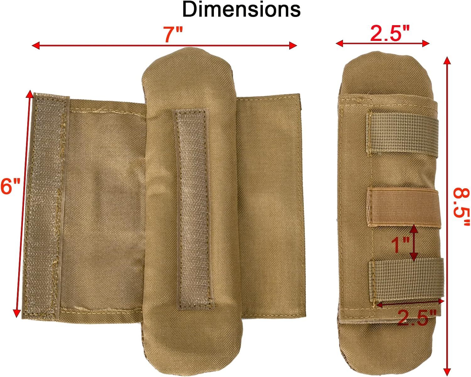 2x Khaki Shoulder Strap Pad Vest Shoulder Strap Pad Backpack Strap Pads Fit 2''
