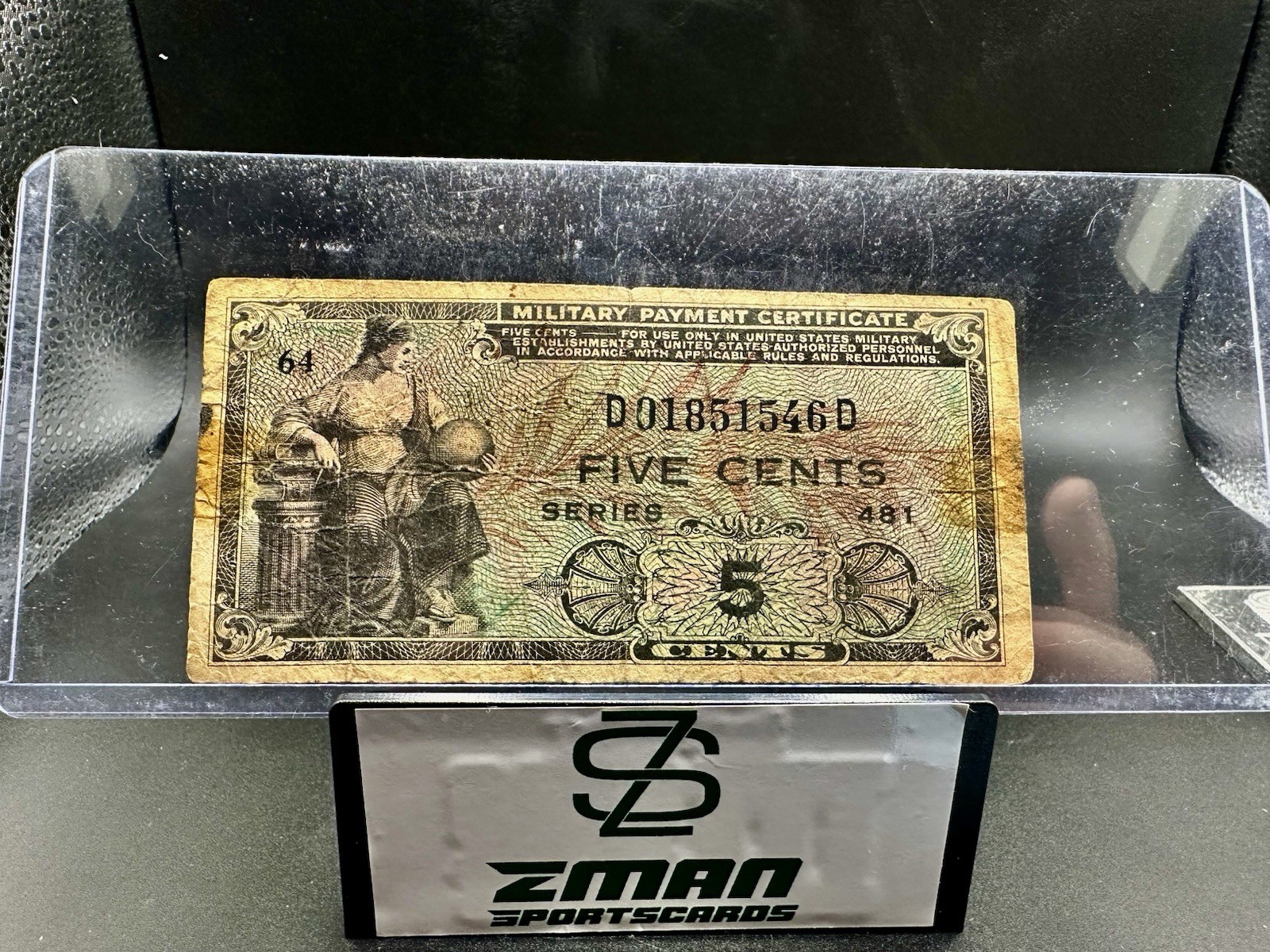 1951-1954 UNITED STATES Military Payment Certificate "FIVE CENT" NOTE Series 481