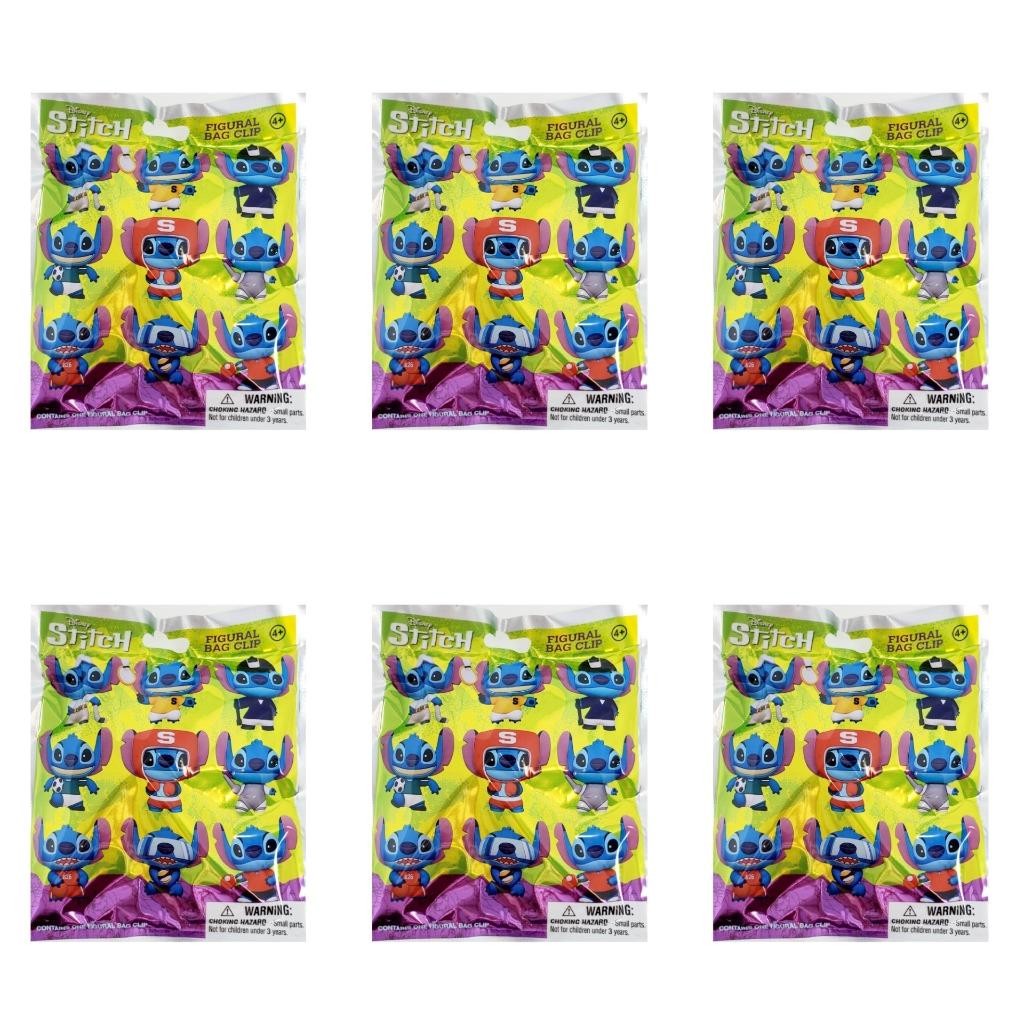 Disney Stitch Sports Edition Figural 3D Bag Clip - Lot of 6 Sealed Blind Bags