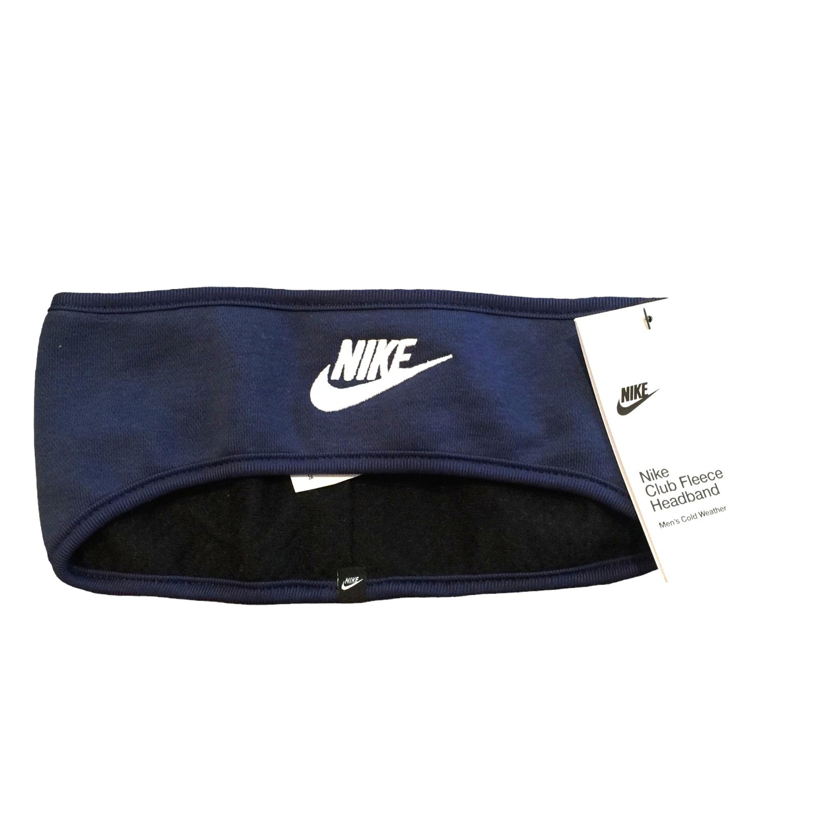 NIKE Men's Navy CLUB FLEECE HEADBAND OSFM Polyester Blend Black Lining