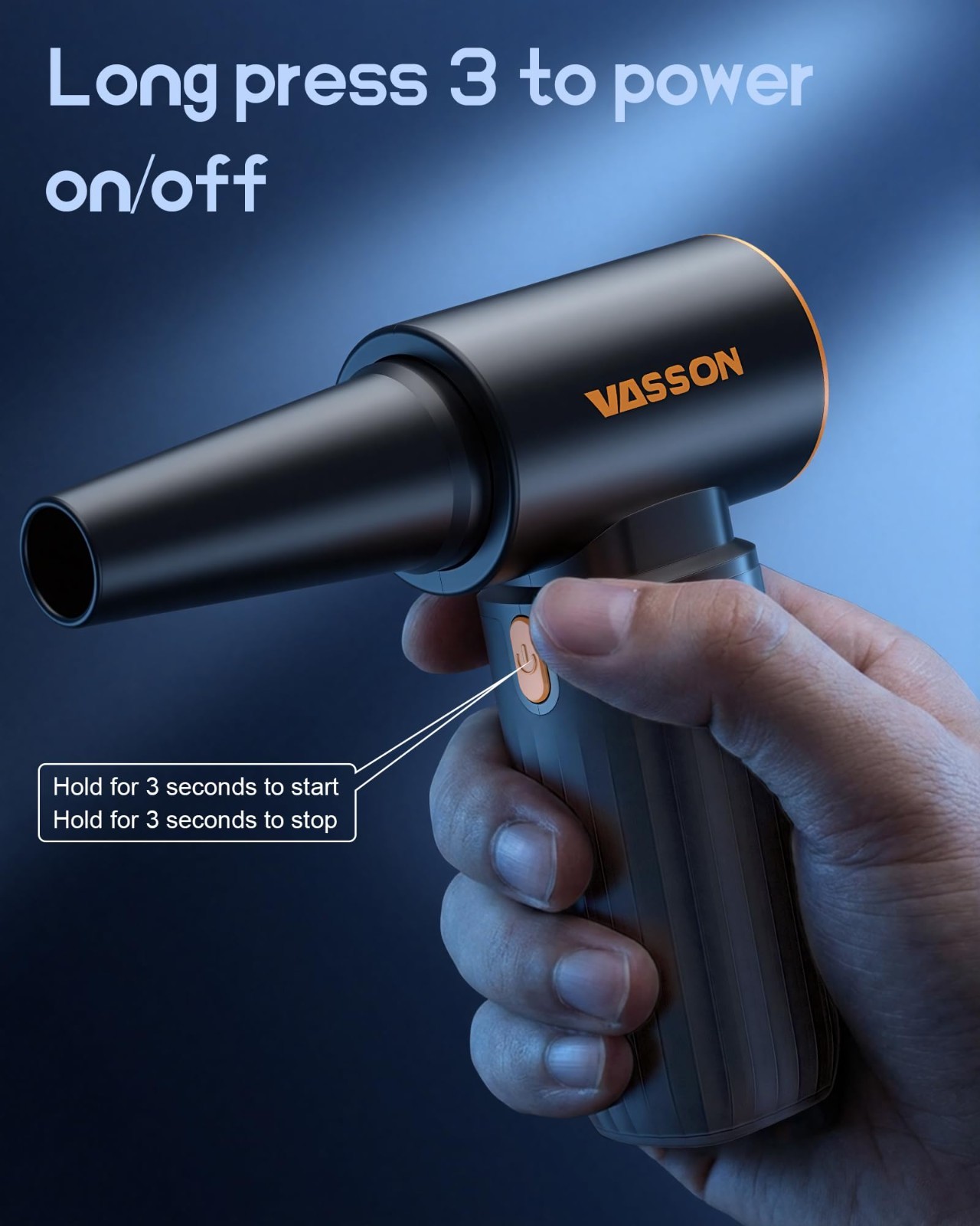 High-Speed Compressed Air Duster, 3-Speed Adjustable, 5 Nozzles, Type-C Fast Cha