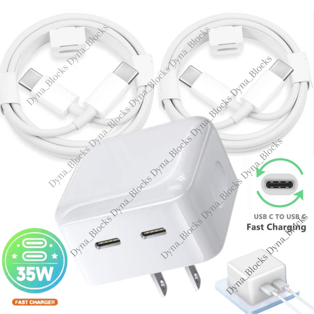 PD USB C To C Cable Type C Power Fast Charger 35W Dual Adapter For Samsung/ iPad