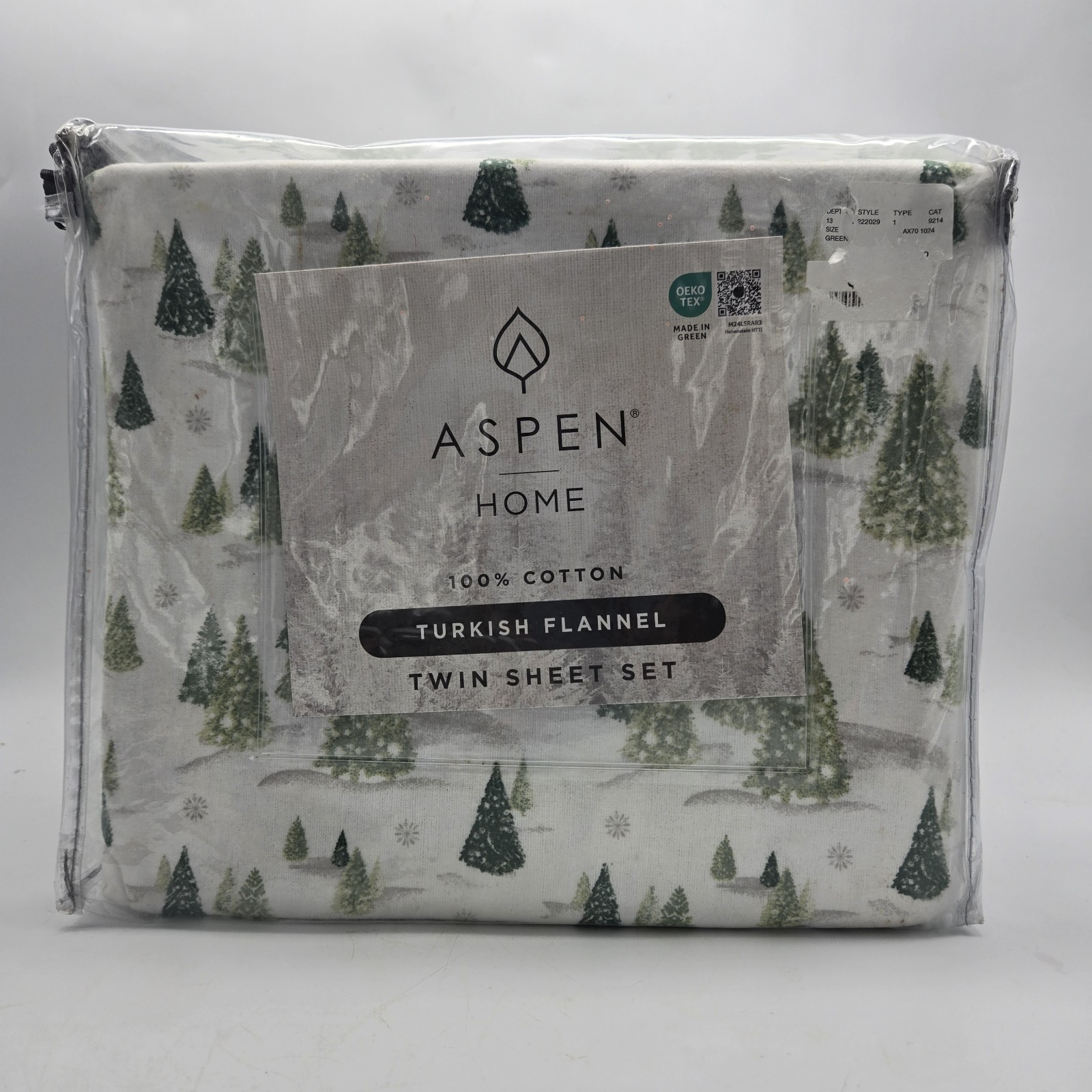 Aspen Pine Twin Flannel Christmas Tree Green Sheet Set Cottton Cabin Trees Toile