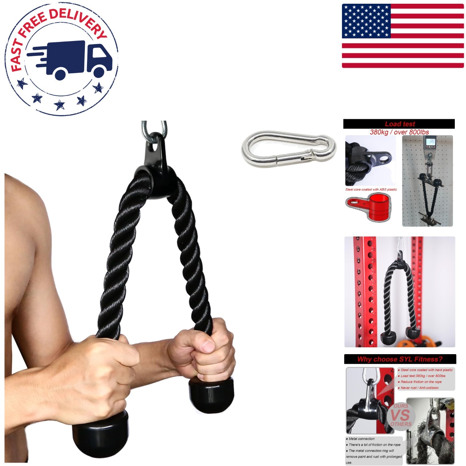 27'' & 36'' Tricep Rope - Heavy-Duty Nylon for Ultimate Fitness Training
