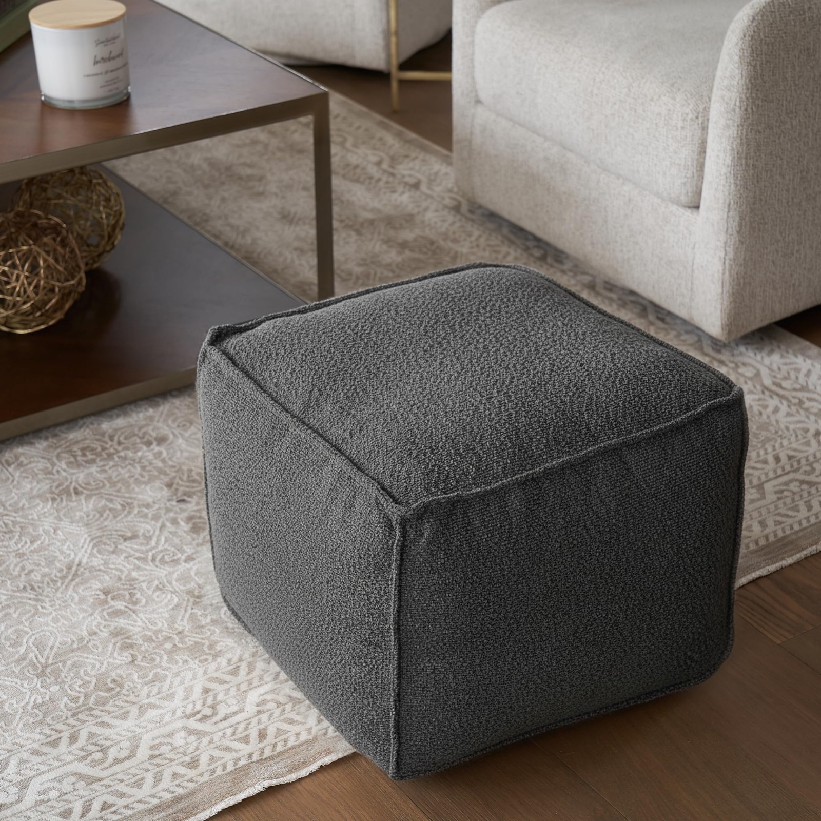 ZICOTO Beautiful Boucle Pouf Ottoman and Foot Rest - Elevate Your Living Room De