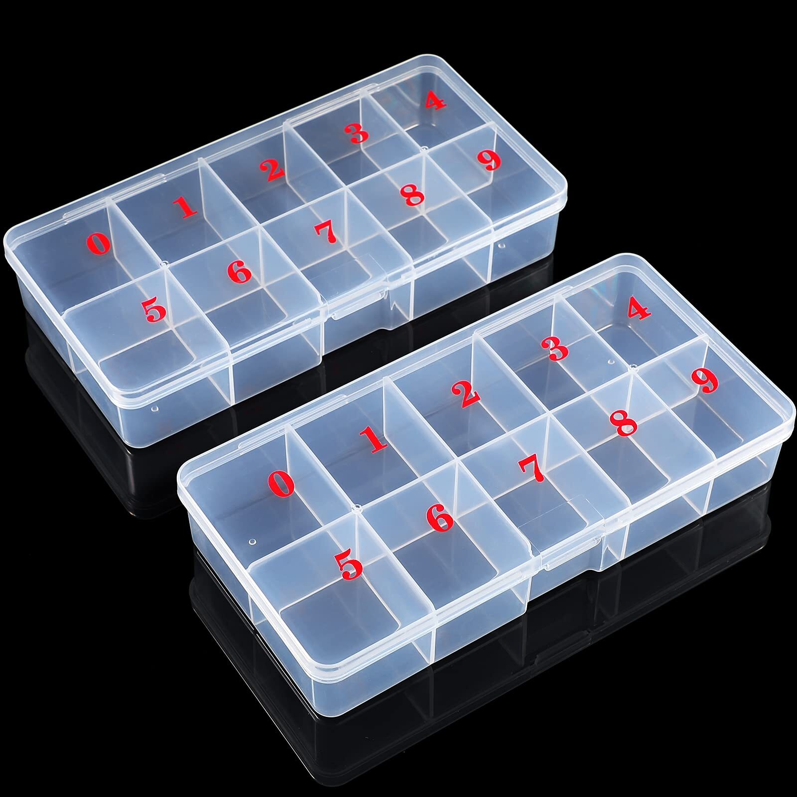 Nail Tip Organizer Box with 10 Slots for Crystal & Nail Accessories Storage