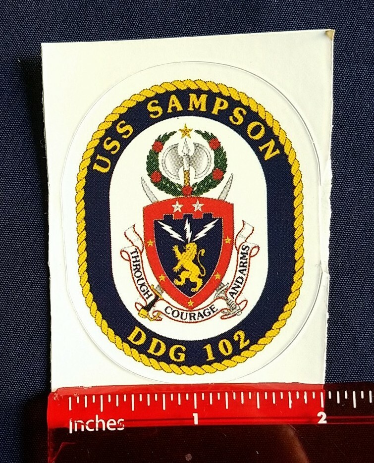 USS Sampson DDG 102 Destroyer Navy Ship Crest Mini Sticker Decal COURAGE & ARMS