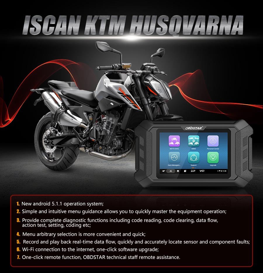 OBDSTAR iScan For KTM/HUSQVARNA Motorcycle Diagnostic Scan Tool Immo Coding USA