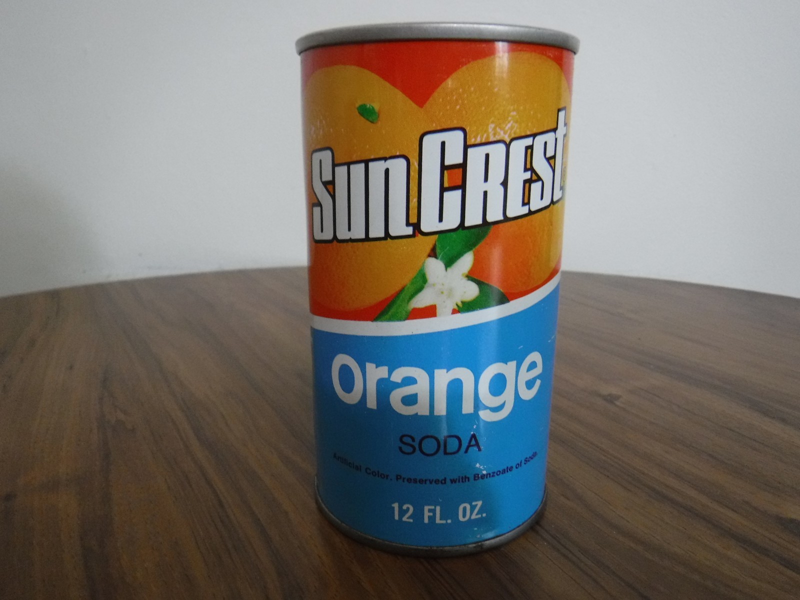vintage steel Sun Crest Orange Soda can pop/cola can