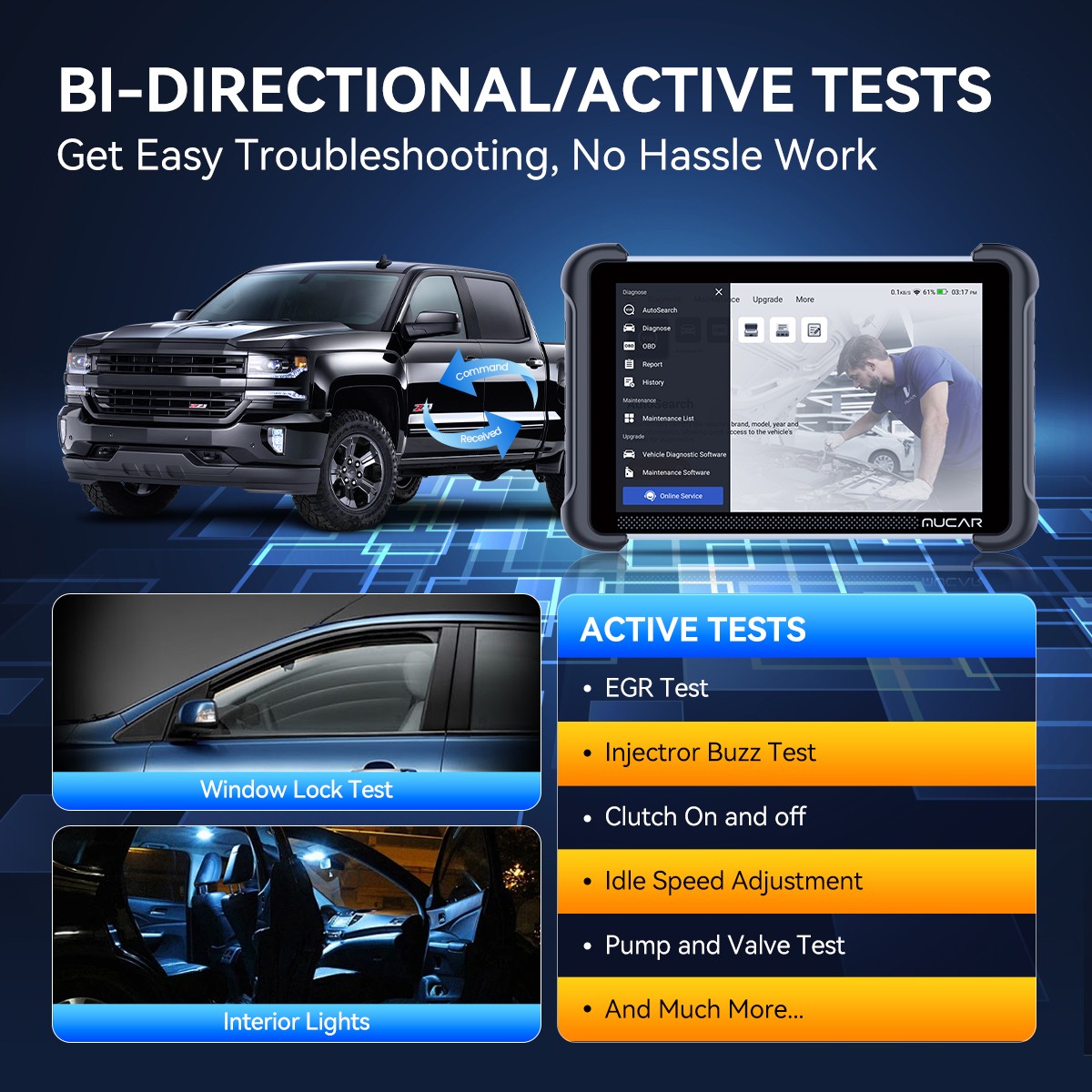 MUCAR 892BT Car CANFD AI All System Scanner KEY Coding Bidirectional Tool