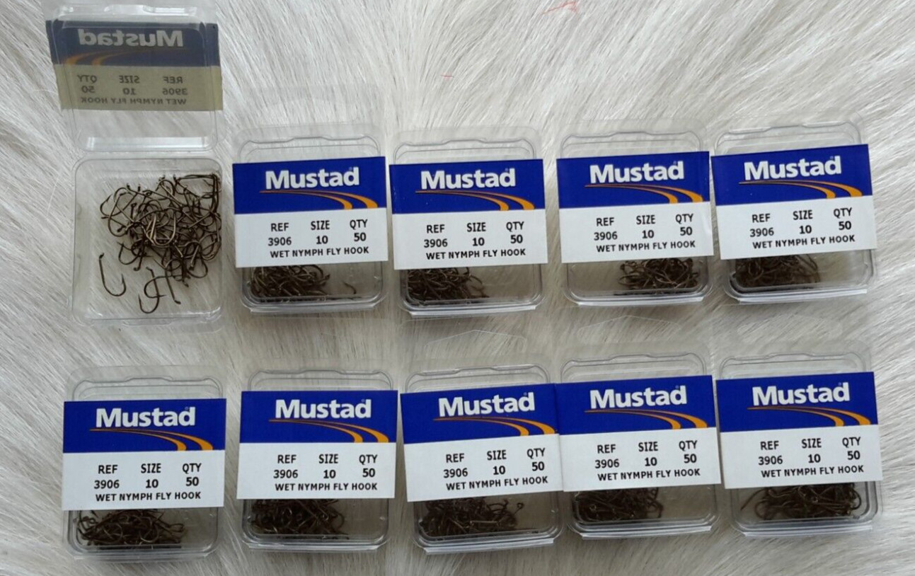 Fly Tying Hooks. Model 3906, Bronze Down- Size #10, 50 Per Box Made In Norway