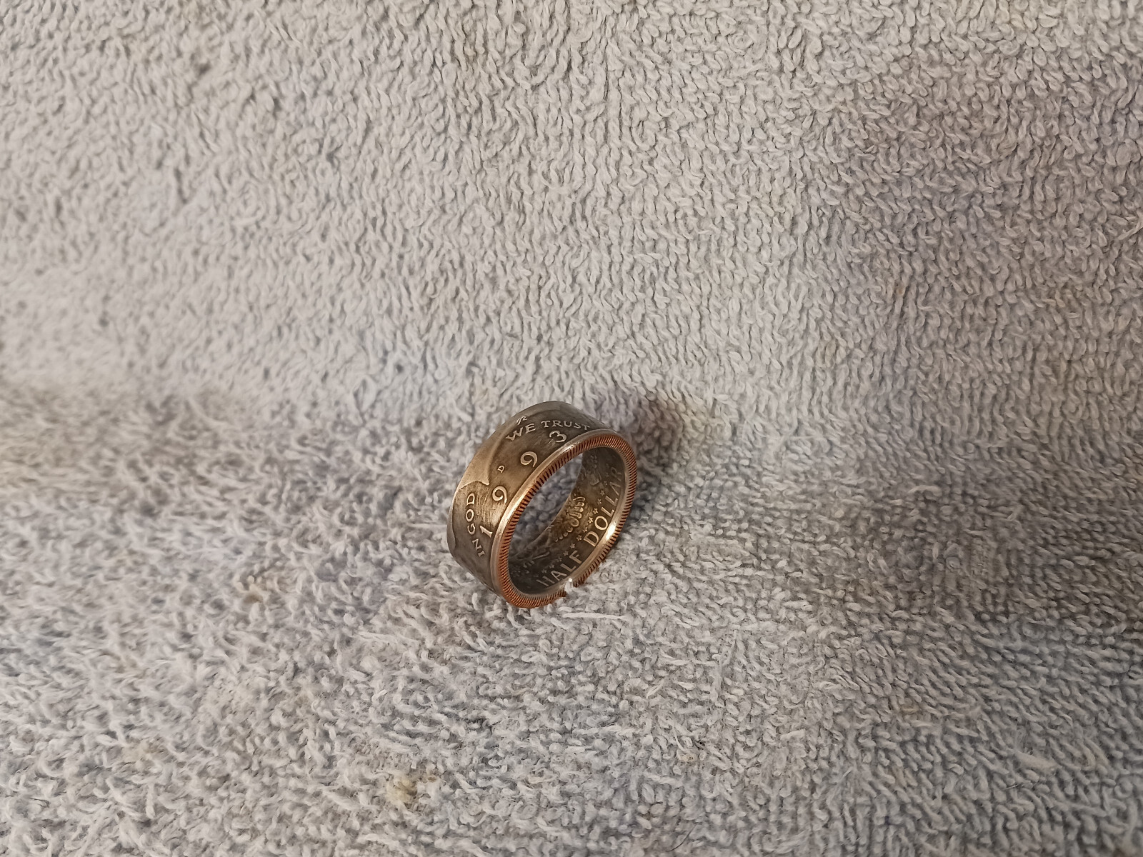 1993 Kennedy Half Dollars  size 11- 1/2   coin ring  handmade mixed metals (A)
