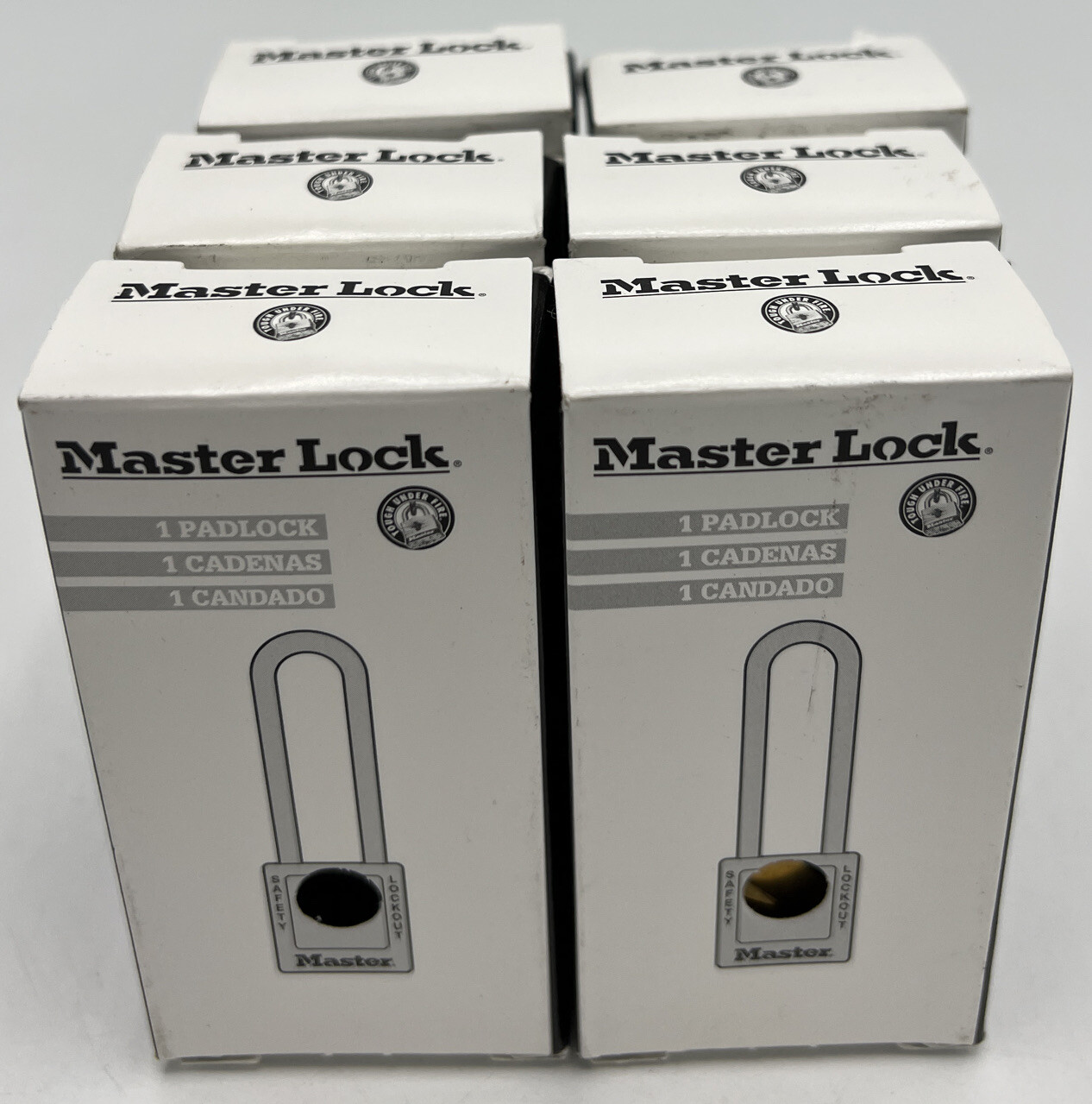 (6) Lot Master Lock Padlock 410BLK Lock Out Safety Padlock With Key Black 3 1/2”
