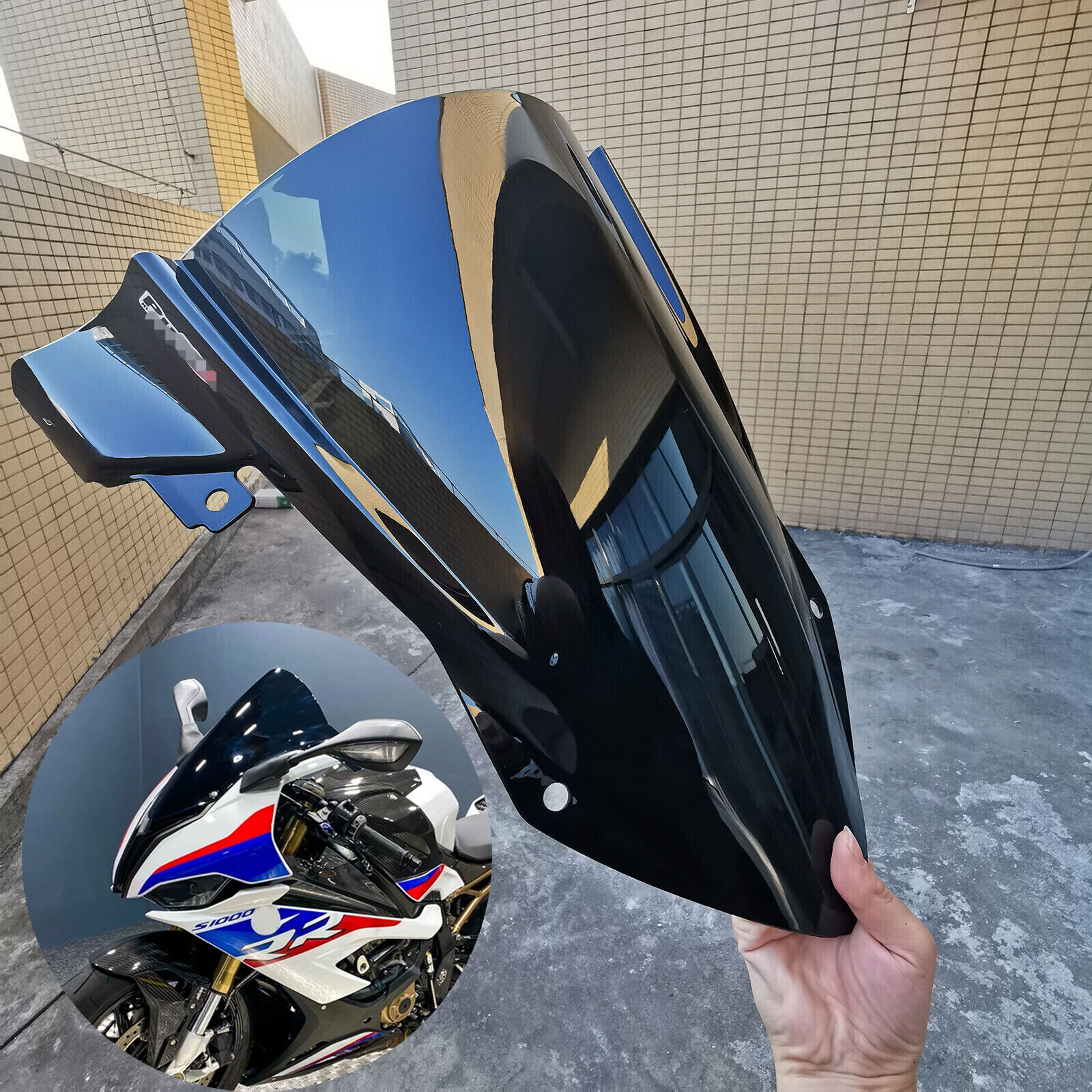 Black Windshield Windscreen For BMW S1000RR 2019-2023 Bubble R Racing Screen