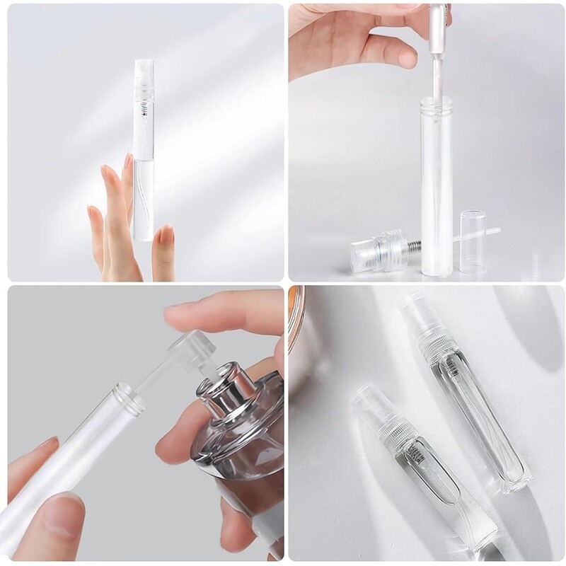 5 Pack 10ml Mini Spray Bottles Refillable Perfume Atomizer W/ Pipettes New